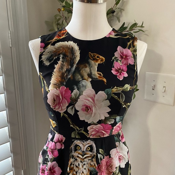 Dolce & Gabbana Enchanted Forest Print Crepe Fitted Dress 38 - Picture 4 of 13